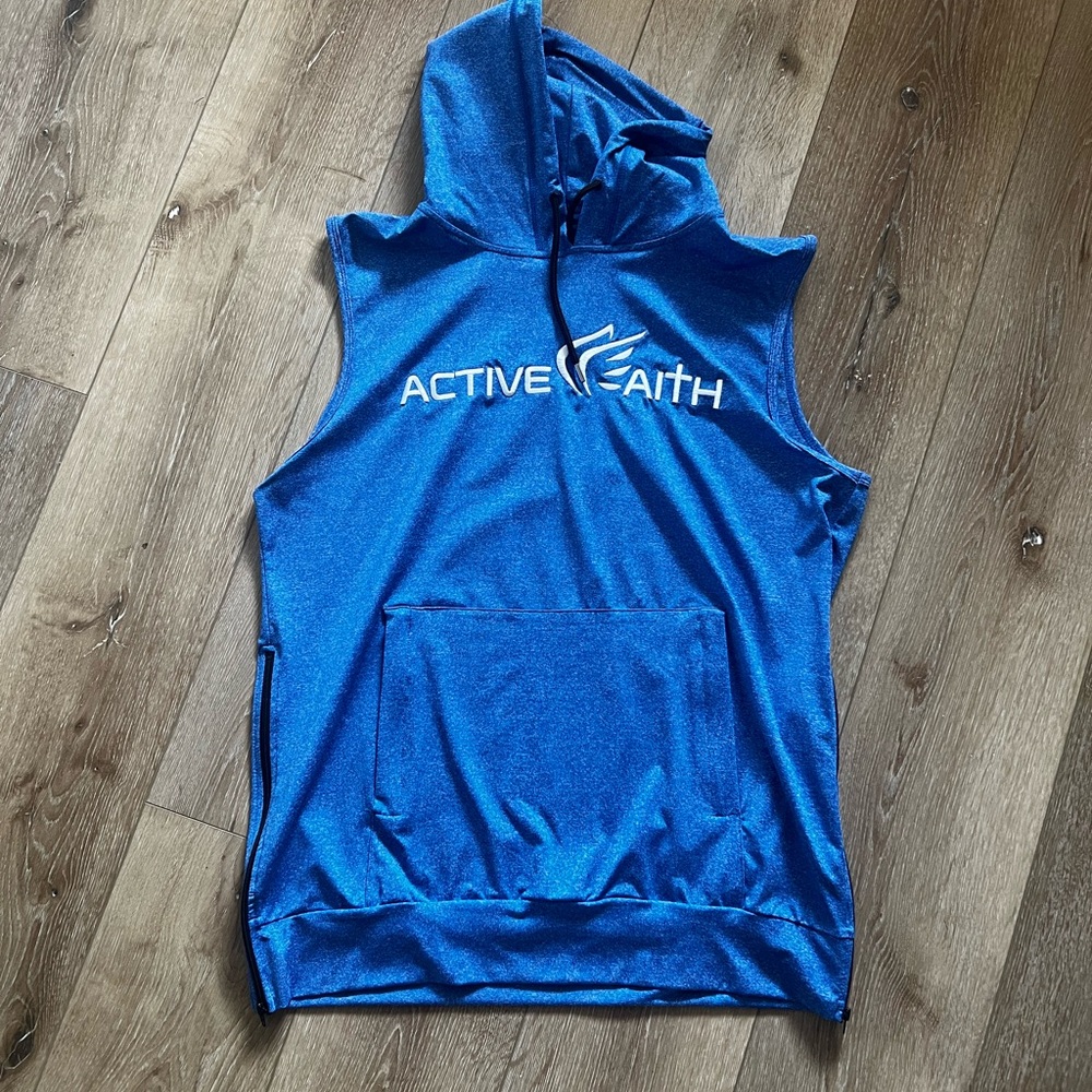 Active Faith Blue Sleeveless Hoodie NWOT